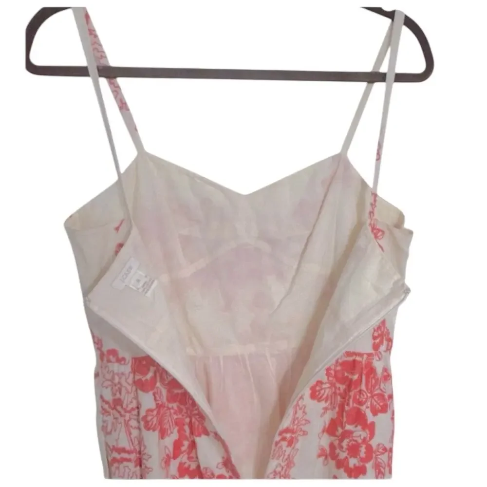 J. Crew Mirabel Mini Dress Women’s 6 Embroidered Floral Cream Coral Empire Waist - Picture 5 of 7